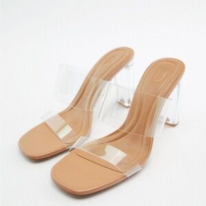 Zara Women's Transparent and Tan Heels